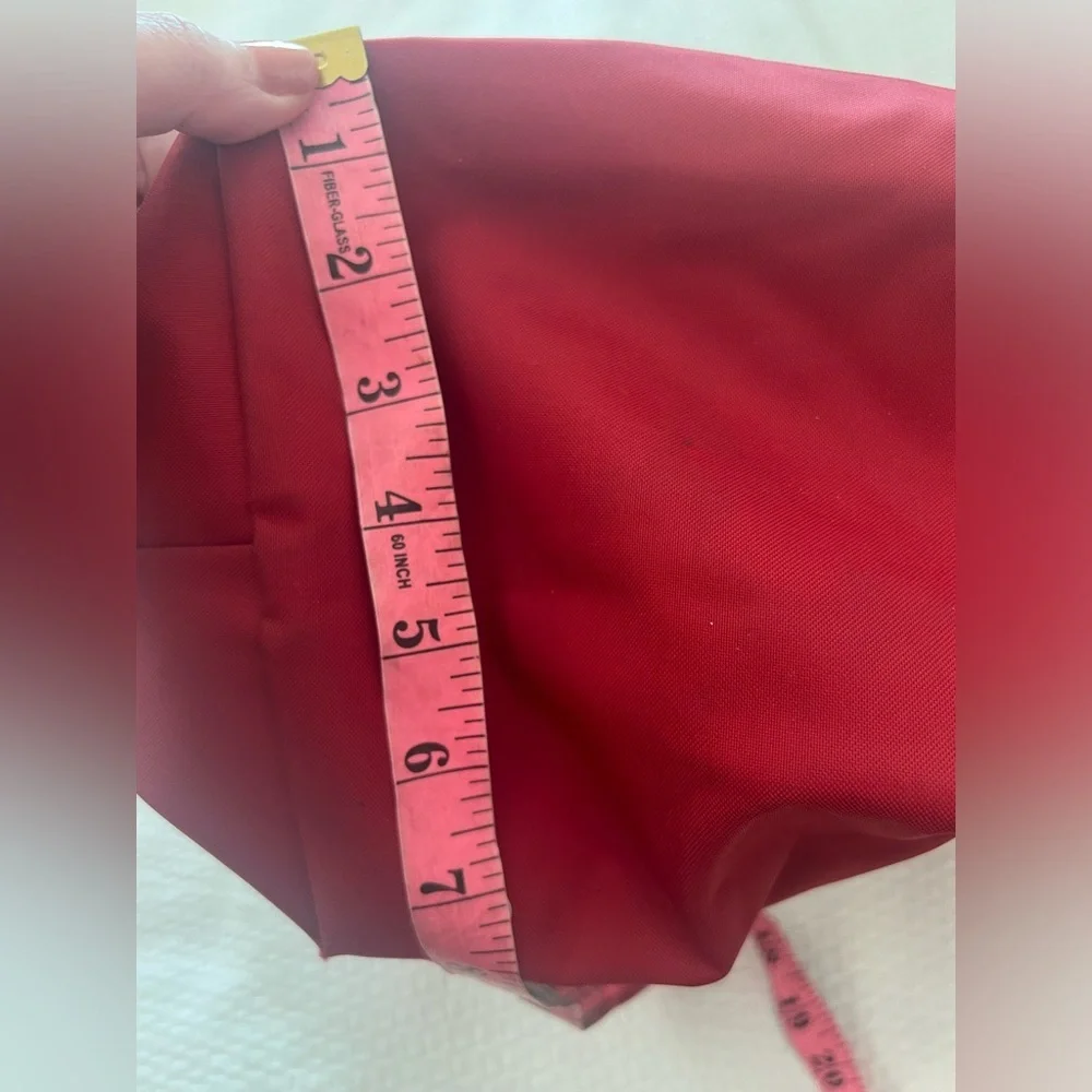 Longchamp Nylon Tote in Red with Brown Trim